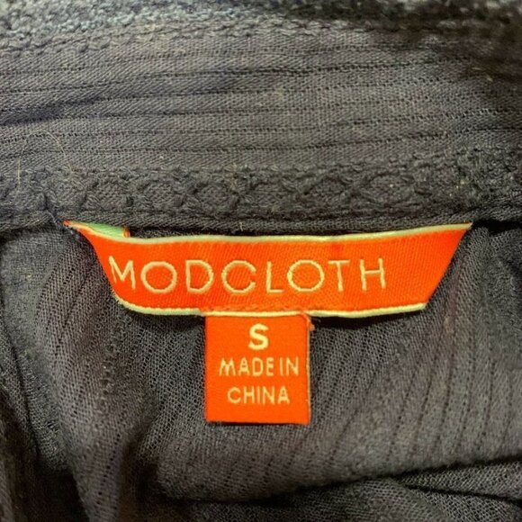 Modcloth High-Neck Long Sleeve 100% Cotton Blouse Lace Embroidered Top Size S - Picture 6 of 10